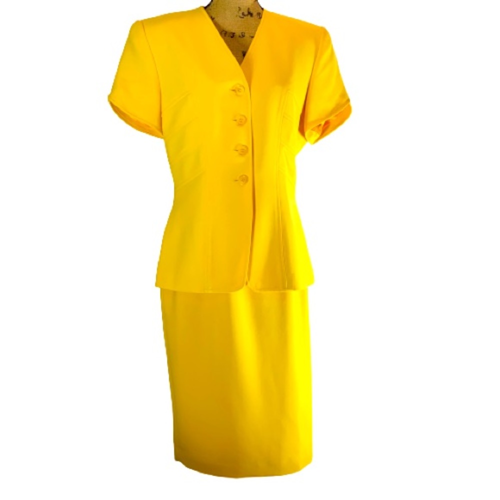ALBERT NIPON SUITS | yellow 2 piece skirt suit